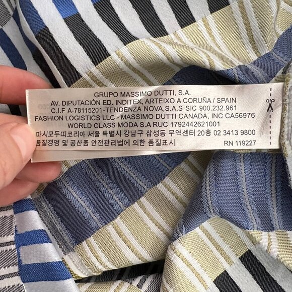 Massimo Dutti Geometric Jacquard Stripe Pockets Box Pleat A-Line Mini Skirt Sz 4 - Picture 12 of 15